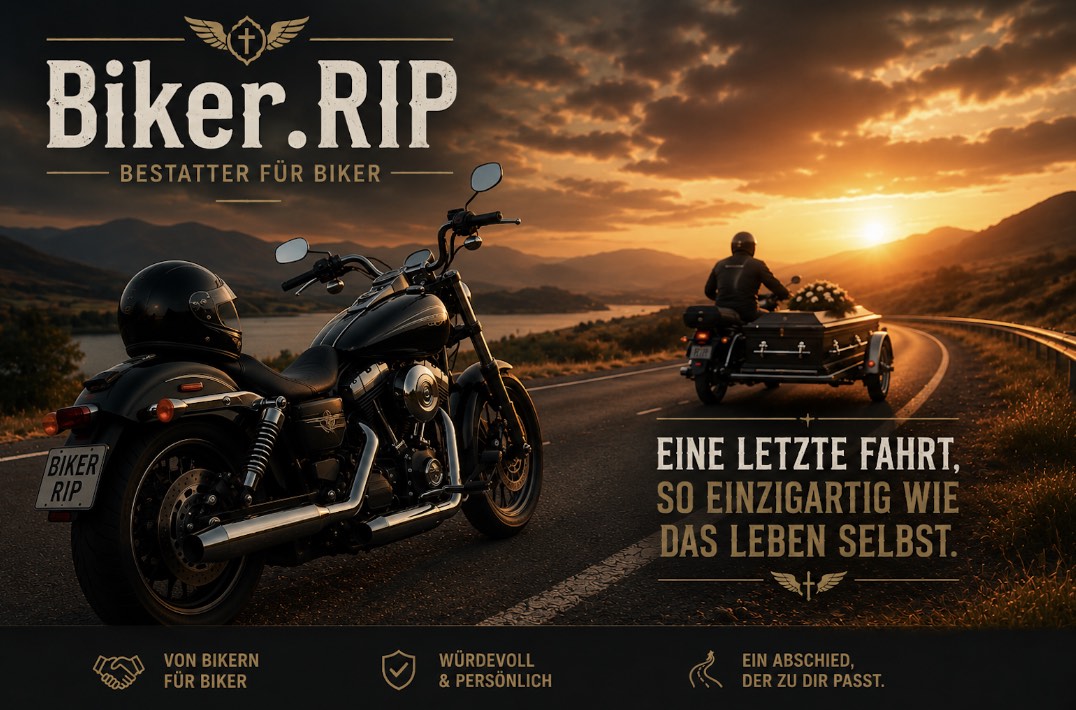 Motorradgespann für die letzte Fahrt zur Beisetzung